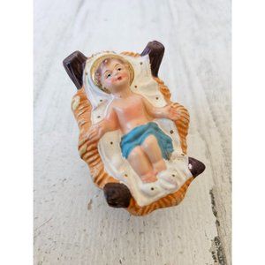 Vintage baby Jesus crib nativity Japan village Xmas decor